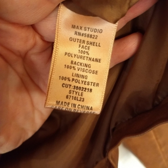 NWT Max Studio Classic Large Cognac Faux Leather Motorcycle Biker Jacket - Picture 3 of 7